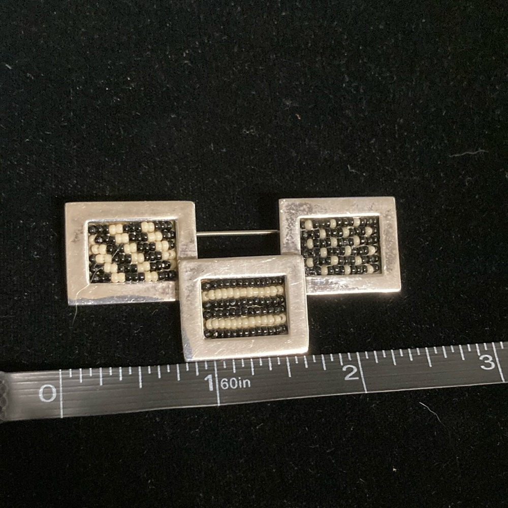 Vintage Sterling Kmh Micro Bead Brooch
